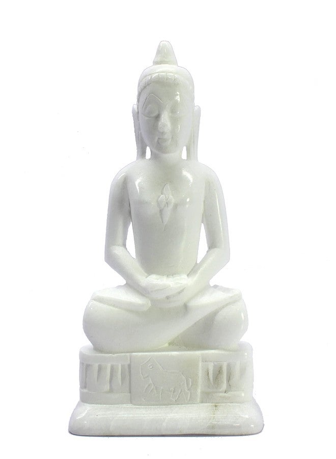 ESPLANADE Mahaveer Jain Mahavir Swami Murti Statue Idol Sculpture - Marble Stone - 6.5" Inches - White - Image 4